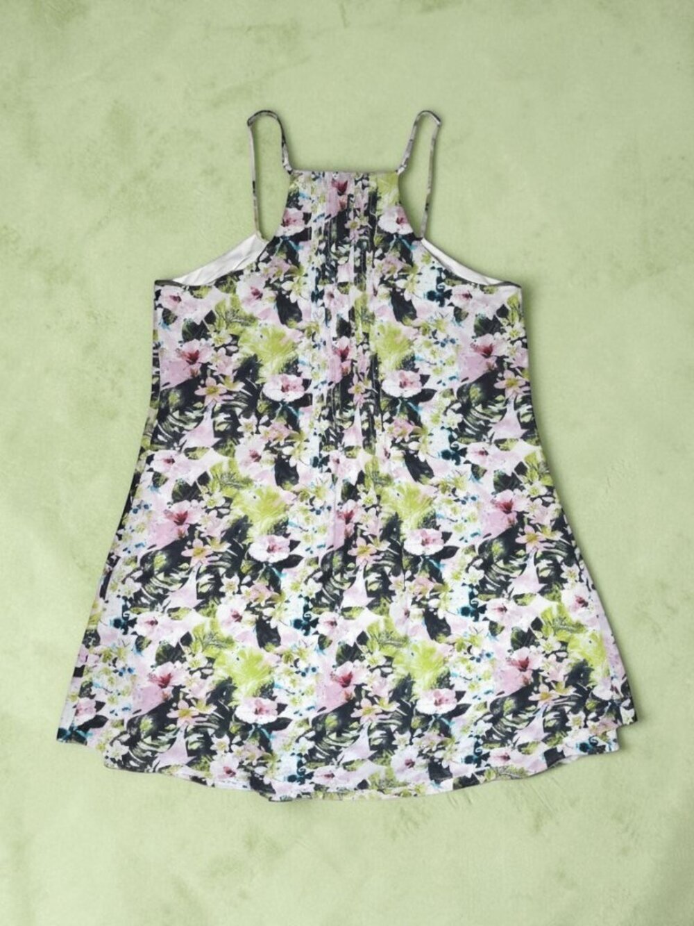Sanctuary Watercolor Floral Pleated V-Neck Mini Slip Dress XL Boho Cottagecore - Picture 11 of 17
